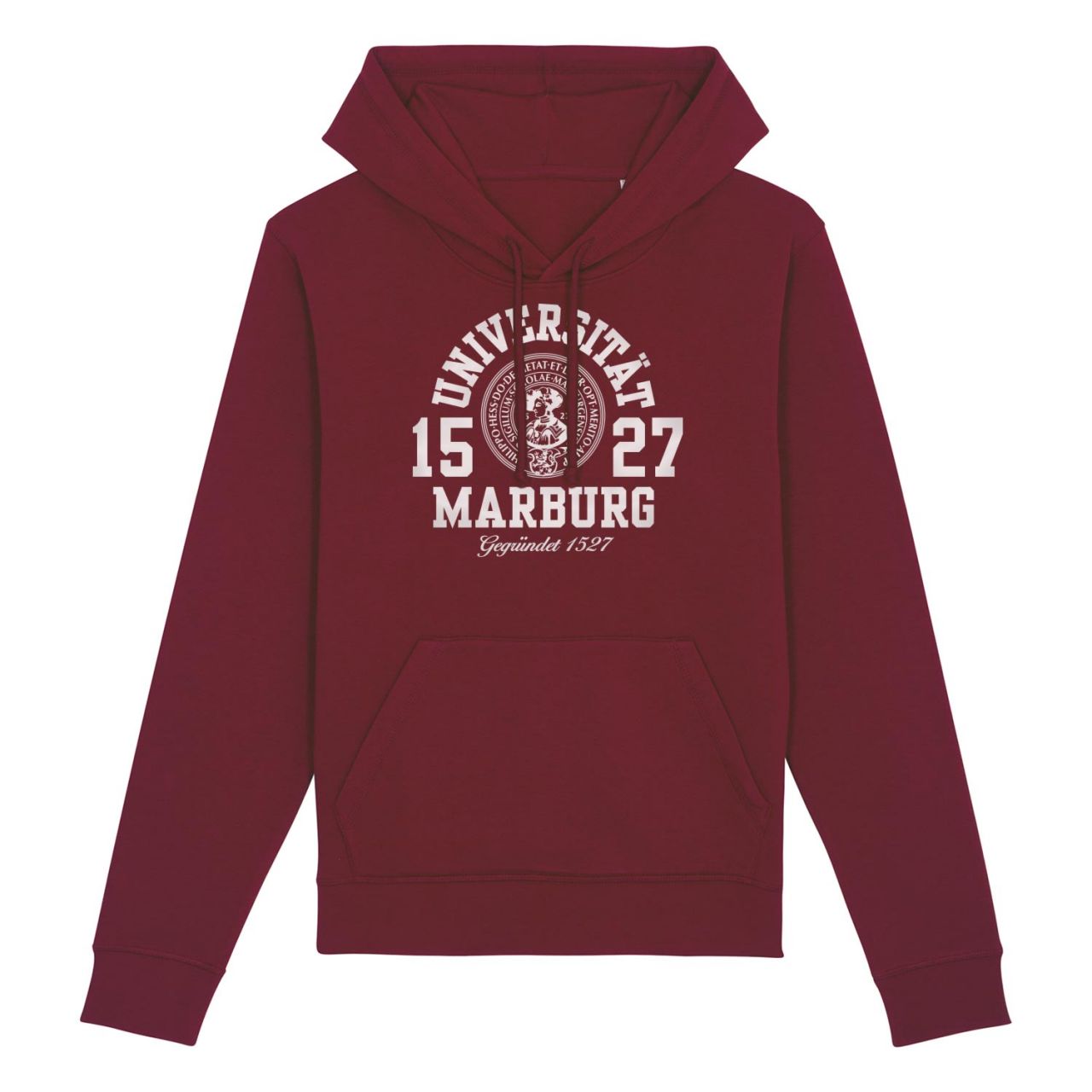 Herren Organic Hooded Sweatshirt, burgundy, marshall