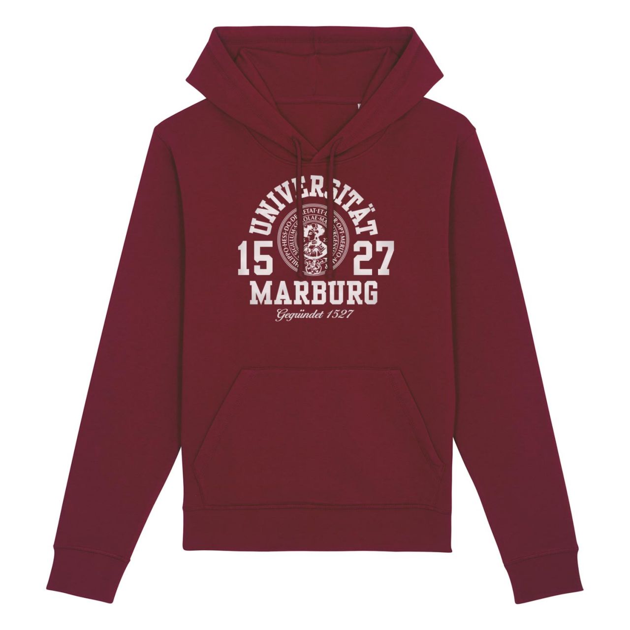 Unisex Organic Hooded Sweatshirt, burgundy, marshall