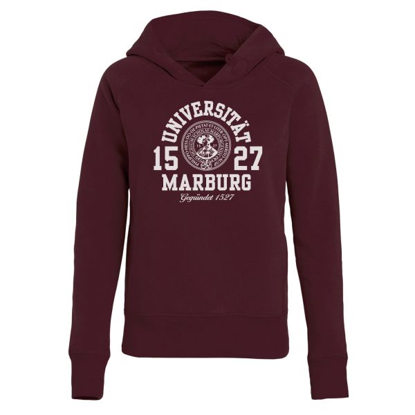 Damen Organic Hooded Sweatshirt, burgundy, marshall