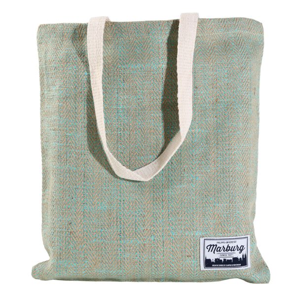 Jute Bag, natural/green, label