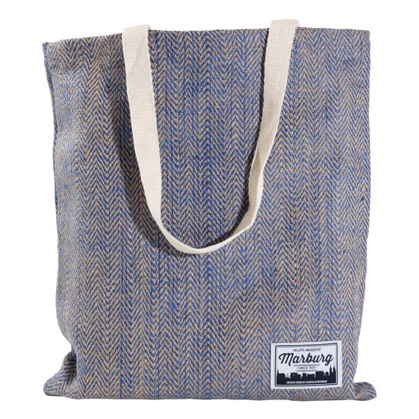 Jute Bag, natural/blue, label