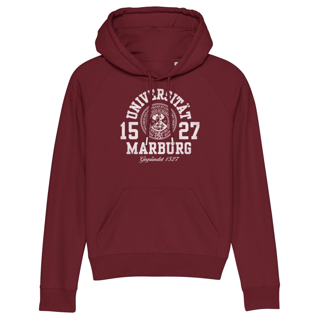 Damen Organic Hooded Sweatshirt, burgundy, marshall