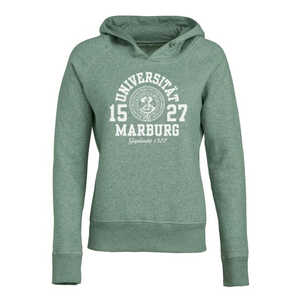 Damen Organic Hooded Sweatshirt, heather green, marshall