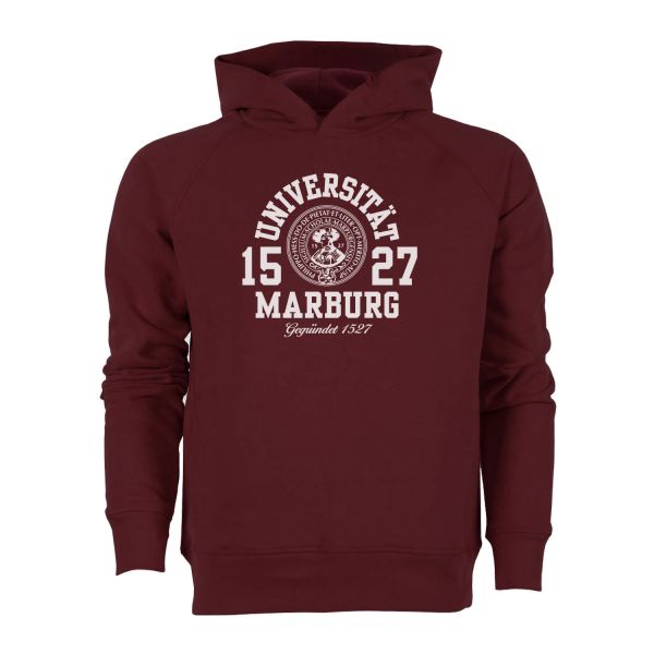 Herren Organic Hooded Sweatshirt, burgundy, marshall