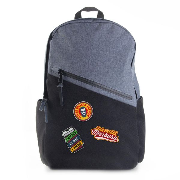 Backpack, black / heather blue, Patch It